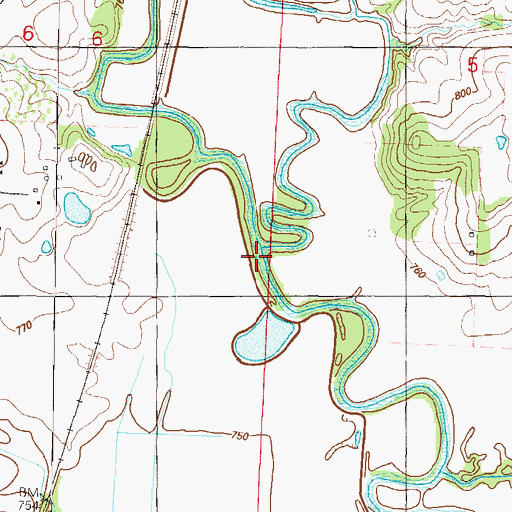 Topographic Map of Mound Branch, MO