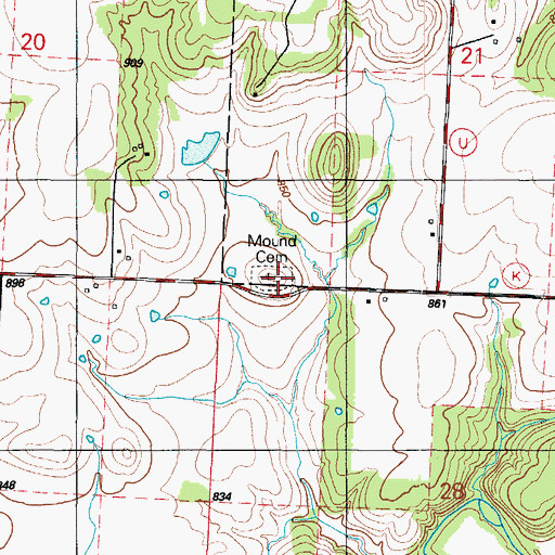 Topographic Map of Mound Cemetery, MO