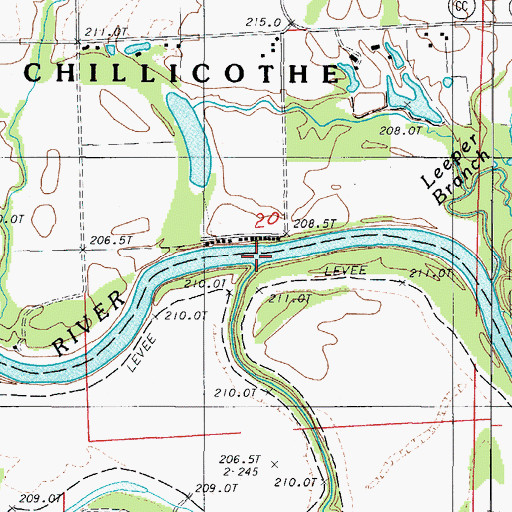 Topographic Map of Mound Creek, MO
