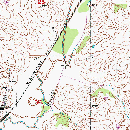 Topographic Map of Mound Creek, MO