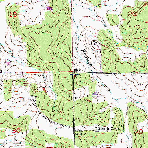 Topographic Map of Mound School (historical), MO