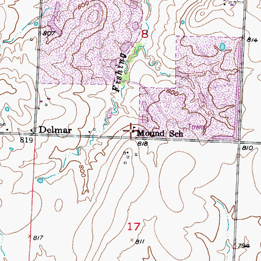 Topographic Map of Mound School (historical), MO