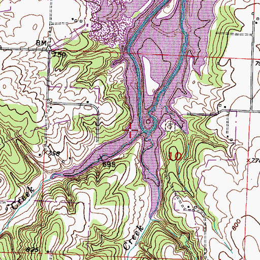 Topographic Map of Mound Springs Creek, MO
