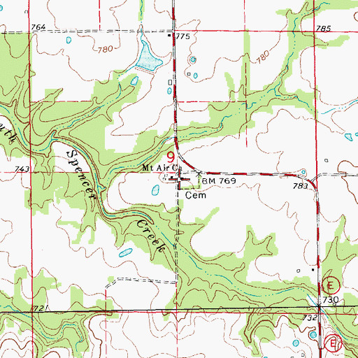 Topographic Map of Mount Air Church, MO