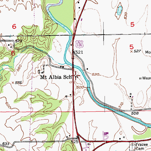 Topographic Map of Mount Albia School, MO