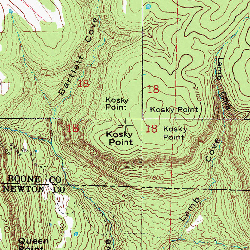 Topographic Map of Kosky Point, AR