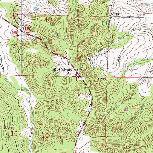 Topographic Map of Mount Calvary Church, MO