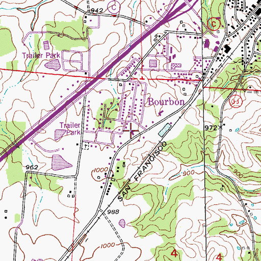 Topographic Map of Mount Calvary Church, MO