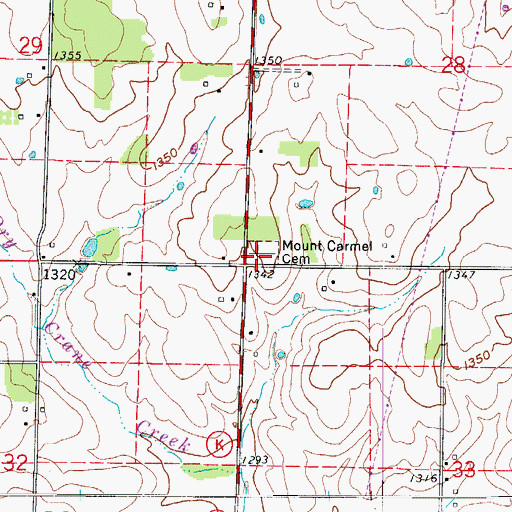 Topographic Map of Mount Carmel Cemetery, MO