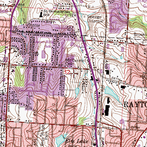 Topographic Map of Mount Carmel Cemetery, MO