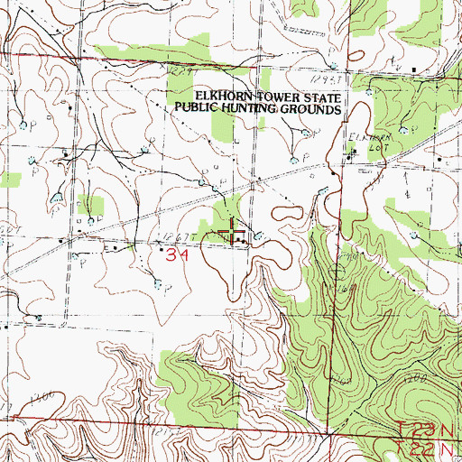 Topographic Map of Mount Carmel Church, MO