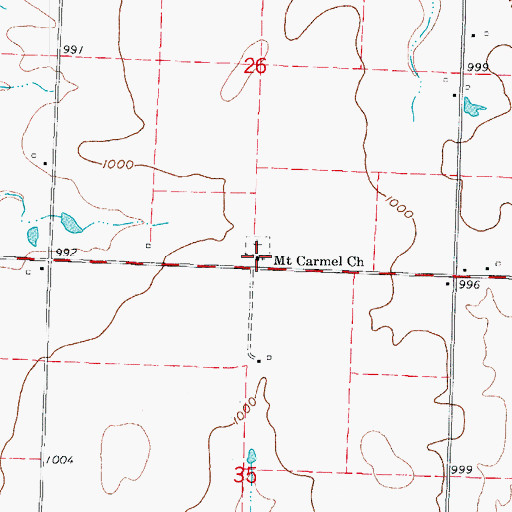 Topographic Map of Mount Carmel Church, MO