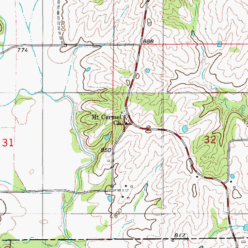 Topographic Map of Mount Carmel Church, MO