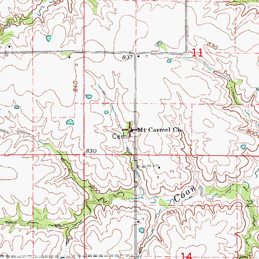 Topographic Map of Mount Carmel Church, MO