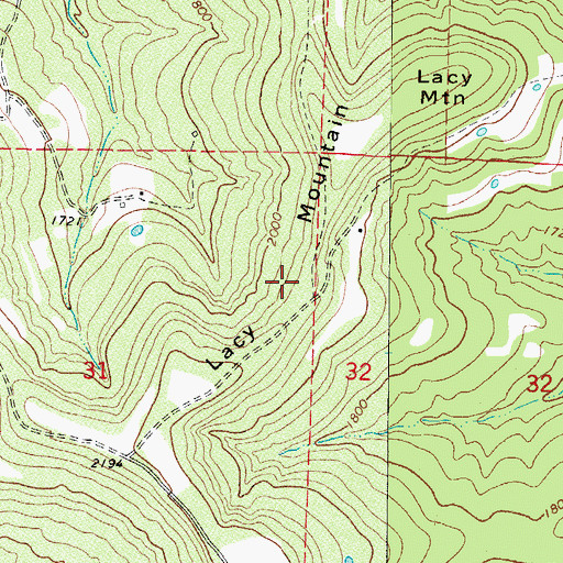Topographic Map of Lacy Mountain, AR