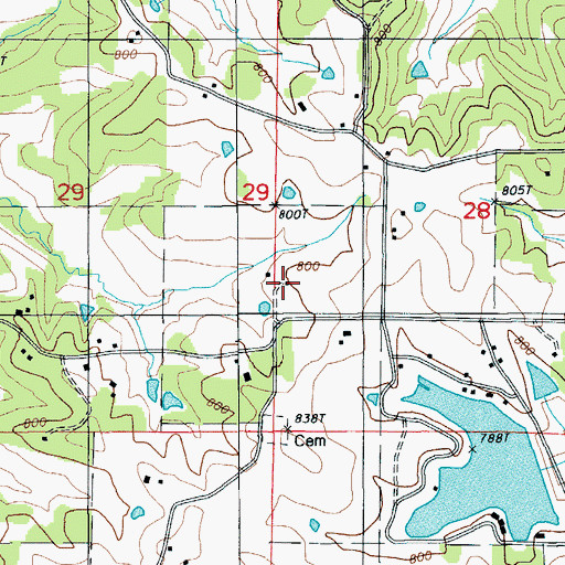 Topographic Map of Mount Carmel School (historical), MO