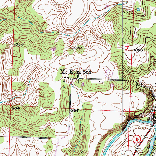 Topographic Map of Mount Etna School, MO