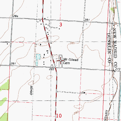 Topographic Map of Mount Gilead Cemetery, MO