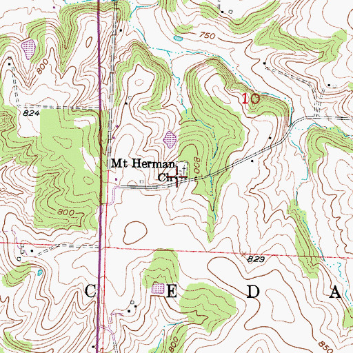 Topographic Map of Mount Herman Church, MO