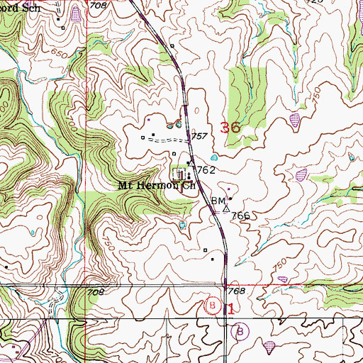 Topographic Map of Mount Hermon Church, MO