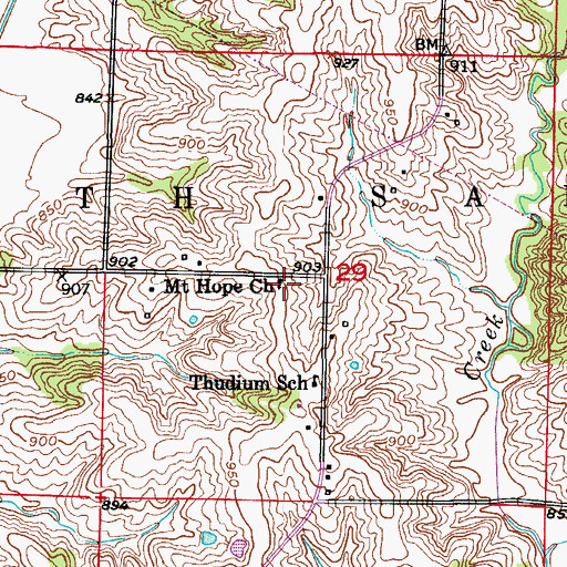 Topographic Map of Mount Hope Church, MO