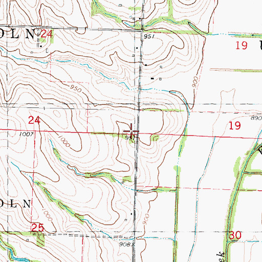 Topographic Map of Mount Hope School (historical), MO