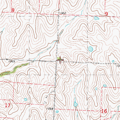 Topographic Map of Mount Hope School (historical), MO