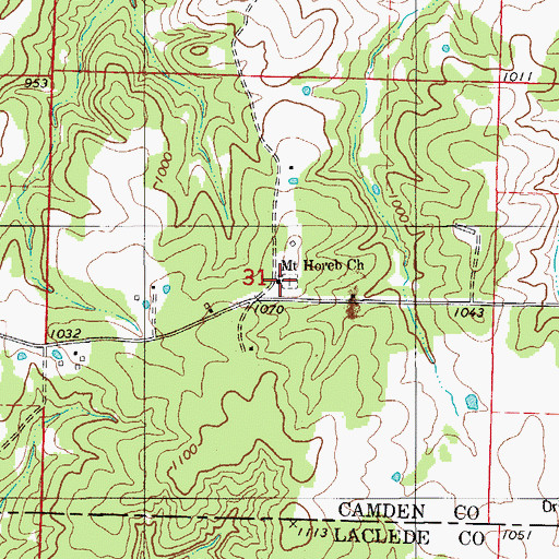 Topographic Map of Mount Horeb Church, MO