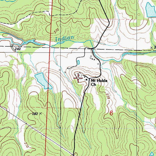 Topographic Map of Mount Hulda, MO
