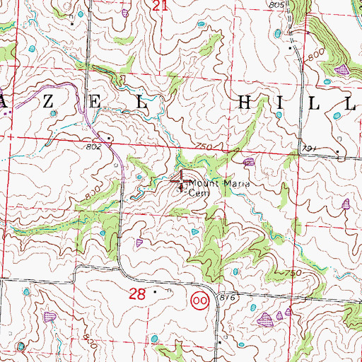 Topographic Map of Mount Maria Cemetery, MO