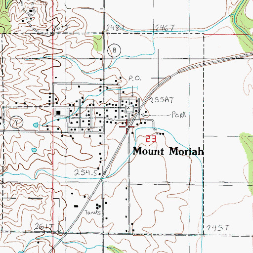 Topographic Map of Mount Moriah, MO
