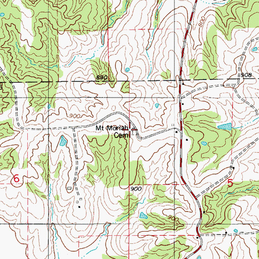 Topographic Map of Mount Moriah Cemetery, MO