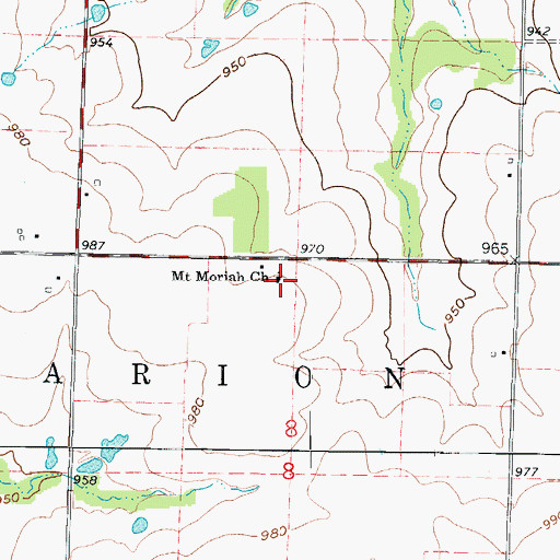 Topographic Map of Mount Moriah Church, MO