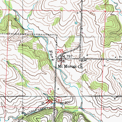 Topographic Map of Mount Moriah Church, MO