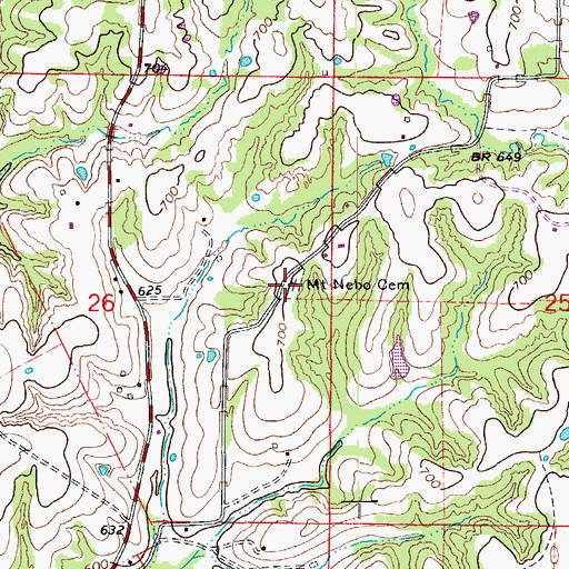 Topographic Map of Mount Nebo Cemetery, MO