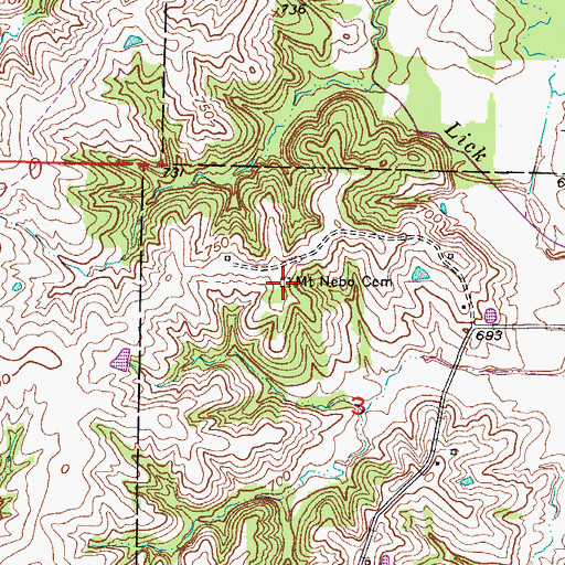 Topographic Map of Mount Nebo Cemetery, MO