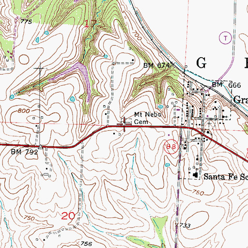 Topographic Map of Mount Nebo Cemetery, MO