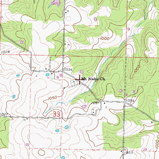 Topographic Map of Mount Nebo Church, MO