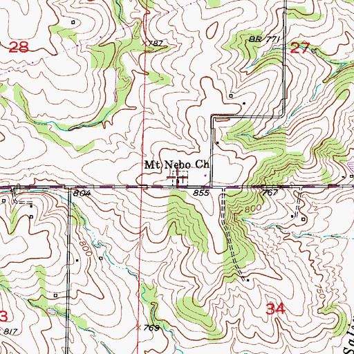 Topographic Map of Mount Nebo Church, MO