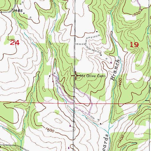 Topographic Map of Mount Olive Cemetery, MO