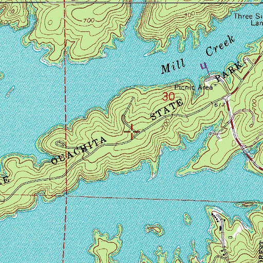 Topographic Map of Lake Ouachita State Park, AR