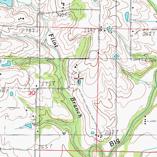Topographic Map of Mount Olive Cemetery, MO