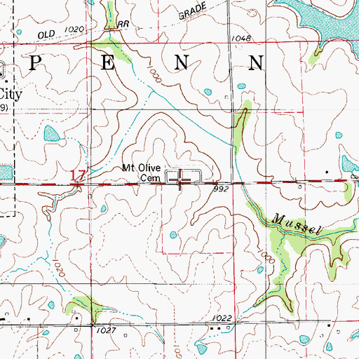 Topographic Map of Mount Olive Cemetery, MO