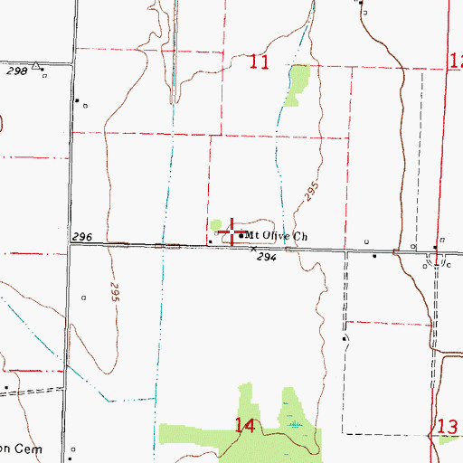 Topographic Map of Mount Olive Church, MO