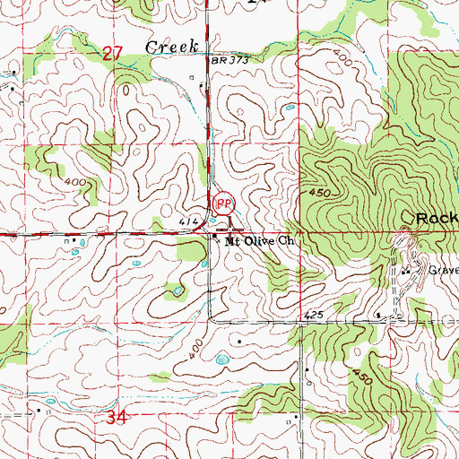 Topographic Map of Mount Olive Church, MO