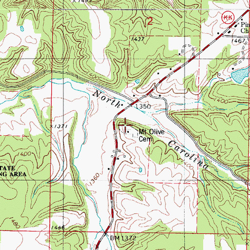 Topographic Map of Mount Olive Church, MO