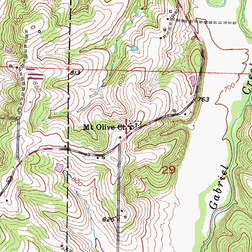 Topographic Map of Mount Olive Church, MO