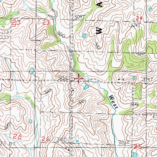 Topographic Map of Mount Olive Number Two Church (historical), MO