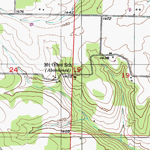 Topographic Map of Mount Olive School, MO