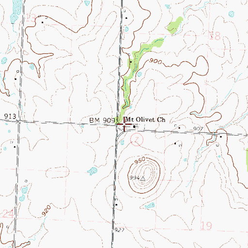 Topographic Map of Mount Olivet Church, MO
